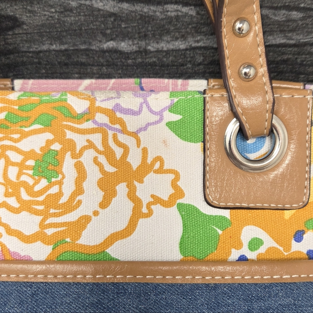 Rosetti Denim & Colorful Floral Double Strap Shoulder Bag Cottagecore Spring - Picture 2 of 8